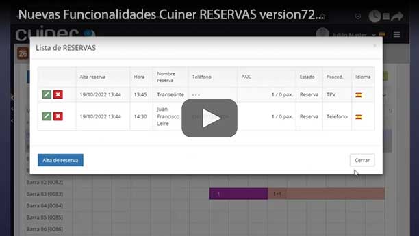 video cuiner RESERVAS para restaurantes novedades